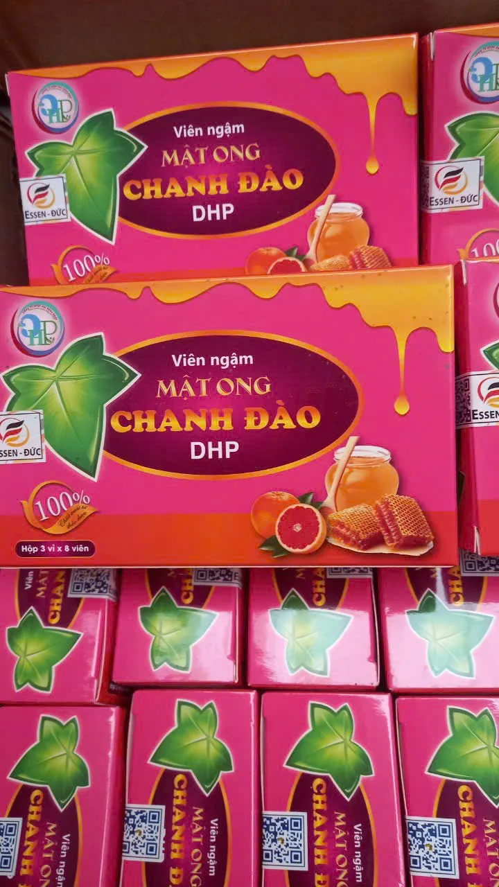 Viên Ngậm Mật Ong Chanh Đào ĐHP - Hỗ Trợ Đau Họng, Ho Khan Với 100% Tự Nhiên